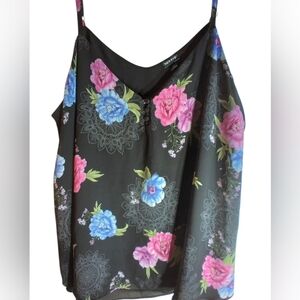 Torrid Floral Black Shear Overlay Camisole Top Size Torrid 3 V Neck Cottagecore